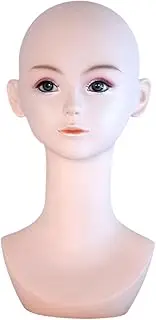 Garende Bald Mannequin Head Wig Display Model with Makeup Portable Wig Stand Training Head for Scarves Glasses Hats Jewelry Props