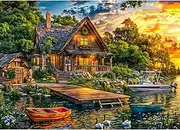 Chalzidar Jigsaw Puzzles for Adults 1000 Pieces, Interlock Perfectly Letter on Back No Dust, Home Decor Birthday Gift Toy for Men Women Elders Seniors, 1:1 Poster - Holiday Cottages