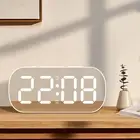 Digital Alarm Clock LED Alarm Clock ABS Plastic LED Mirror 12/24 Hour Switchable