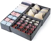 DAWNTREES Closet Underwear Organizer Drawer Divider 4 Set, Fabric Foldable Cabinet Closet Bra Organizers and Storage Boxes for Storing Socks, Underpants Panties,Ties Divider