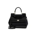 [Dolce & Gabbana] Dolce & Gabbana-Black Medium Sicily Patent Calf Leather Handbag-Donna OS OS