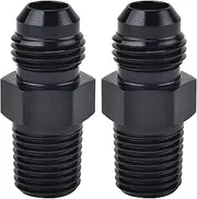 EVIL ENERGY 6AN Male Flare to 1/4" NPT Pipe Fitting Adapter Aluminum Straight Black 2PCS