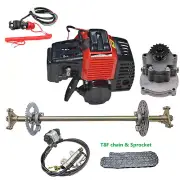 740mm Go Kart Rear Live Axle Kit+49cc Engine Motor+Brake Caliper+Gear Box+Chain