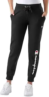 [Champion] Women's Joggers, Powerblend, Fleece Joggers, Sweatpants for Women, 29" (Reg. or Plus), Black Script, Medium