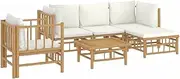vidaXL 11-Piece Outdoor Lounge Set in Bamboo with Cushions - Modular Garden Furniture Set