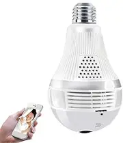 3MP 360° Panoramic WiFi IP Camera Light Bulb Home Security Video Camera Wireless Surveillance Fisheye Infrared Night Vision Motion Detection,3mp with 32gb