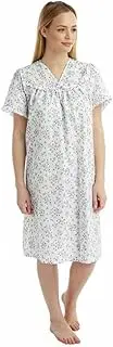 [Tesmark] Ladies Floral Incontinence Open Back Nightie Hospital Nightdress For Continence Problems Maternity Dress Polycotton Nightdresses for Women UK Size 8-30