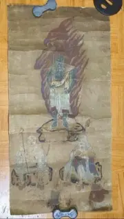 Buddhist Art Fudo Myo-O Statue Hanging Scroll Muromachi Antiques Period Collecto
