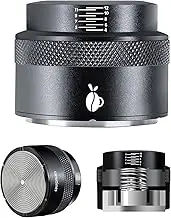 carrottimes Espresso Tamper 53mm, Adjustable Depth Coffee Tamper with Calibrated Spring Loaded, 304 Stainless Steel Palm Tamper Tool, fits 53mm Portafilter Basket (Black)