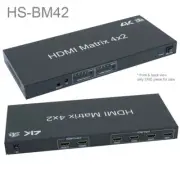 HDMI 4x2 Matrix w/ IR Remote Control Extension & Audio Out, 3D Support