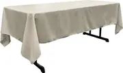LA Linen Polyester Poplin Rectangular Tablecloth, 60 by 102-Inch (152 by 259 cm), Grey Light