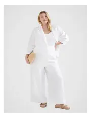[Commonry] The Flat Front Linen Pant in White