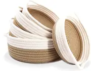 Woven Basket, Cotton Rope Baskets Decorative Trays for Storage and Organizing, Home Décor (Set of 5)