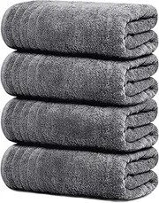 [Tens Towels] Large Bath Towels, 100% Cotton, 30 x 60 Inches Extra Large Bath Towels, Lighter Weight, Quicker to Dry, Super Absorbent, Perfect Bathroom Towels (Pack of 4, Dark Grey)