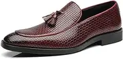 [XIUWU] Men's Faux Straw Loafer Tassel Pleather Formal Casual Slip-On Shoes