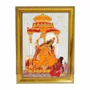 Wooden Frame Bagalamukhi Mata Photo 6x8 inch, Yellow Wall Mount Photo Frame ll