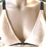 Victoria Secret Rare Vintage bralette L Ivory Lace Velvet Plunge Front Close