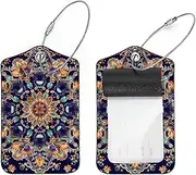 [WOSHJIUK] 2-Pc,Luggage Tags for Suitcases,Travel Tags for Luggage,Ethnic Colored Flower Mandala