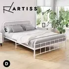 Artiss Bed Frame Double Size Metal Base Mattress Platform Foundation White LEO