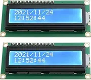 VGOL 2Pcs LCD1602 Blue Screen Display with Welding I2C Interface Module DC5V LCD Display Adapter Board Plate Compatible with PIC AVR Compatible with Raspberry pi