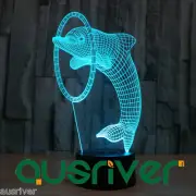 Jump Dolphin 3D LED Night Light 7 Colours Touching Switch Desk Lamp Kids Gift