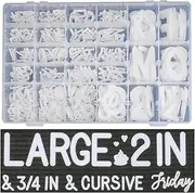 Big Role 466 Pastel Extra White Letters with Organizer for Changeable Felt Letter Board (3/4 inch - 374 pcs, 2 inch – 92 pcs) + 11 Cursive Words + 12 Months + 7 Days