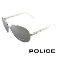 在飛比找momo購物網優惠-【POLICE】時尚飛行員太陽眼鏡 金屬大框面(白色 POS