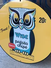Vintage Style Wise Owl Potato Chips Metal Heavy Steel Quality Sign