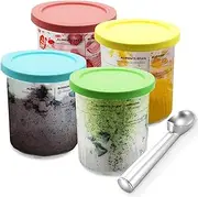 Yammoe Containers Replacement for Ninja Creami Pints and Lids - 4 Pack, 24oz Cup Compatible with NC501, NC500 Series Ice Cream Maker, BPA Free, Dishwasher Safe, Leak Proof