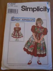 Simplicity 7349 Daisy Kingdom Dress Pattern Size AA 3 4 5 6 w/ Doll Dress UNCUT