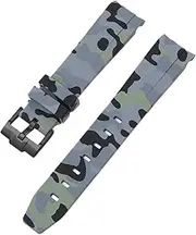 [RAYESS] Camouflage Strap for Omega for Swatch MoonSwatch Curved End Silicone Rubber Bracelet Men Women Sport Watch Band Accessorie 20mm