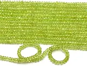 [Jaipur Gems Mart] AAA+ Peridot Gemstone 3mm-4mm Hand Cut Faceted Rondelle Beads | 13inch Strand | Natural Peridot Semi Precious Gemstone Loose Beads