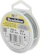 Beadalon 19-Strand Bead Stringing Wire, 0.024-Inch, Satin Silver, 30-Feet