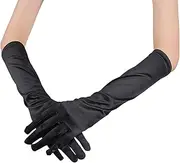 [Generic] 1920s Retro Satin Mittens - Long Black Gloves White Bridal Gloves | Wedding Engagement Costume Party Christmas Costume Guide
