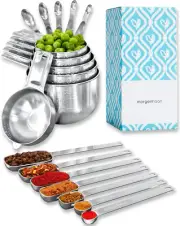 Stainless Steel Measuring Cups and Spoons Set - Heavy Duty, Dishwasher Safe, All