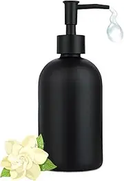 1PC Matte Glass Soap Dispenser, 410ml/14oz Liquid Dish Hand Soap Dispenser with Plastic Pump, Kitchen Sink Dish Soap Dispenser, Bathroom Soap Dispenser for Lotion Shampoo Bottle Black