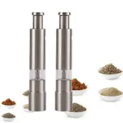 2- Count Stainless Steel Salt & Pepper Grinders Push Button Black Pepper Sea Sal