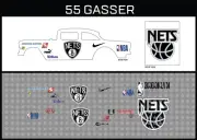 HotWheels(1/64), 55 Gasser "Brooklyn Nets" Waterslide,PrintedWhiteFirst, Decals