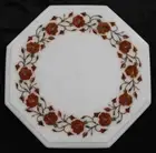 12" white Marble Coffee Table Top Floral Design Inlay malachite Work side Table