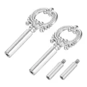 2Pcs Lamp Turn Knob On/Off Extension 51.5mm Length for Lamp Socket, Silver