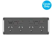 Clipsal Pro Quad Powerpoint 10A + 2 Extra Switches Skin Black | P3015-4XXC-BK