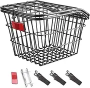 yuksok Rear Bike Basket Bicyclecargo Container Practical Iron Wire Biking Rack Basket Bicycle Storage Basket for Riding Adult Bikes