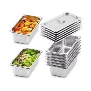 6 Pack Hotel Pans, 1/3 Size 4 in Deep Steam Table Pans with Lids, Food Grade ...