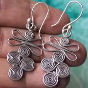 Unique coil earrings pure silver Karen hill tribe