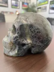US SELLER Hand Carved LABRADORITE Crystal Quartz Skull 3.25X2.25X2.625 OVER 1 LB