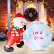 5FT Christmas Snowman Inflatable DecorationBlow Up Red Snowman Pull Snowball