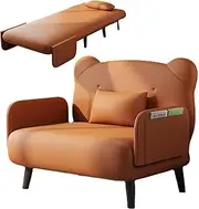 Sofa Bed Chair 3-in-1 Single Convertible Adjustable Folding 5 Position Sleeper Chair Beds with Back,Multi-Function Folding Ottoman Sponge Latex Couch Bed for Living Room Small Space (Orange 120cm)