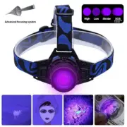 Rechargeable 395nm UV LED Headlamp Headlight Blacklight Head Lamp Zoom Light US