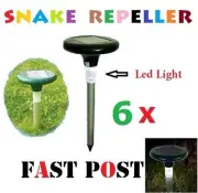 6 X Snake Repeller Solar Powered Panel LED Light Pest Multi Pulse Energiser