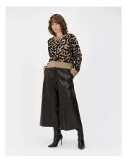 [Veronika Maine] Animal Jacquard Sweater in Black